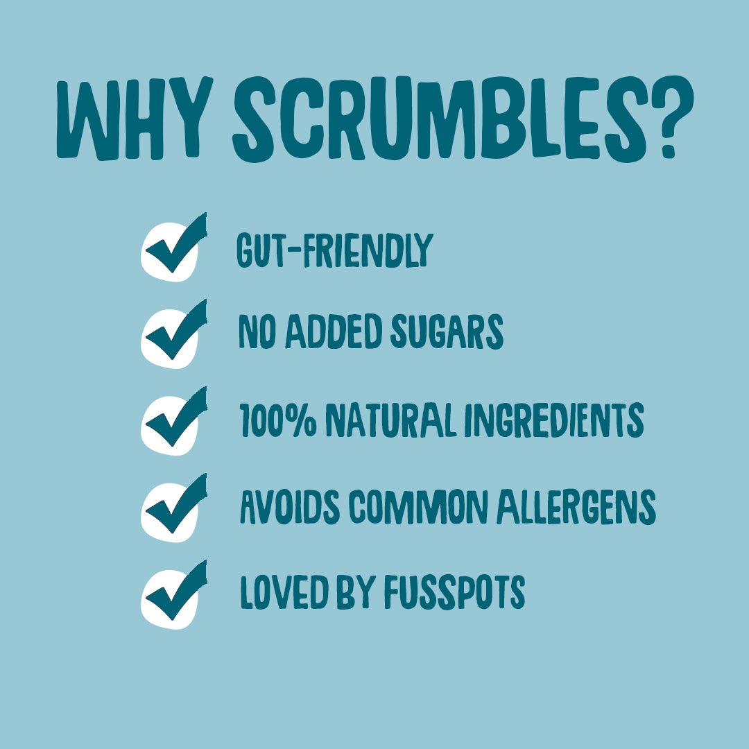 List of reasons why 'Scumbles' is a gut-friendly, sugar-free, natural product with allergen avoidance and consumer approval.