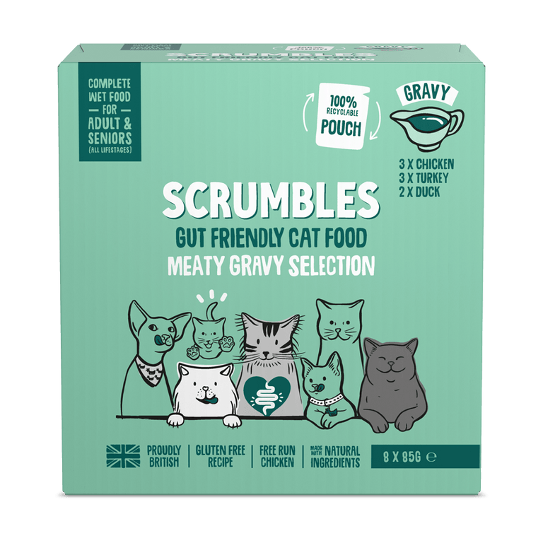scrumbles meat in gravy cat food hypoallergenic grain free gluten free kittens pouches