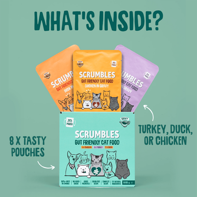 scrumbles meat in gravy cat food hypoallergenic grain free gluten free kittens pouches
