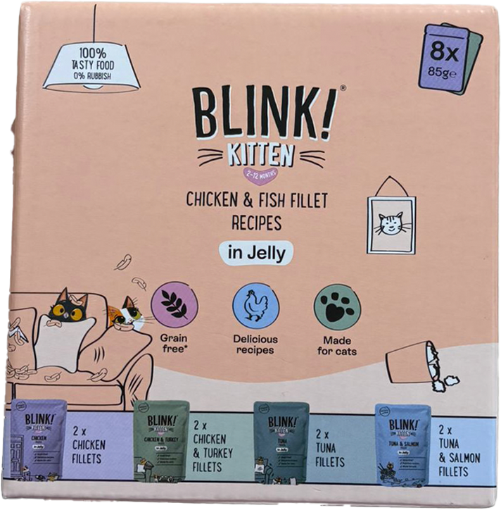 Blink Kitten Chicken & Fish Pouch Selection in Jelly8x85g