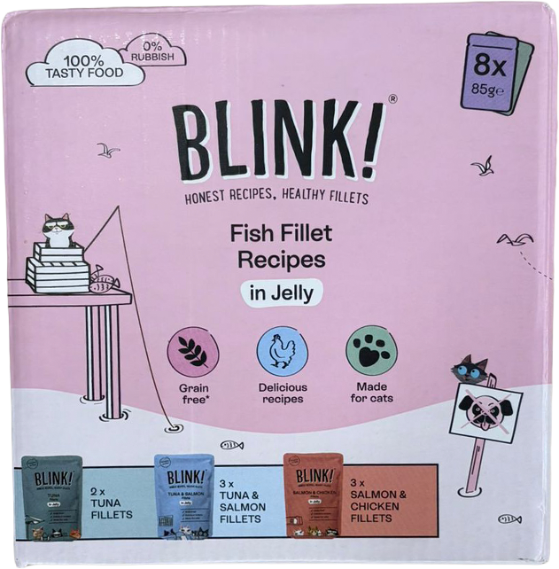 Blink! Fish Pouch Selection in Jelly Wet Cat Food 8 x 85g