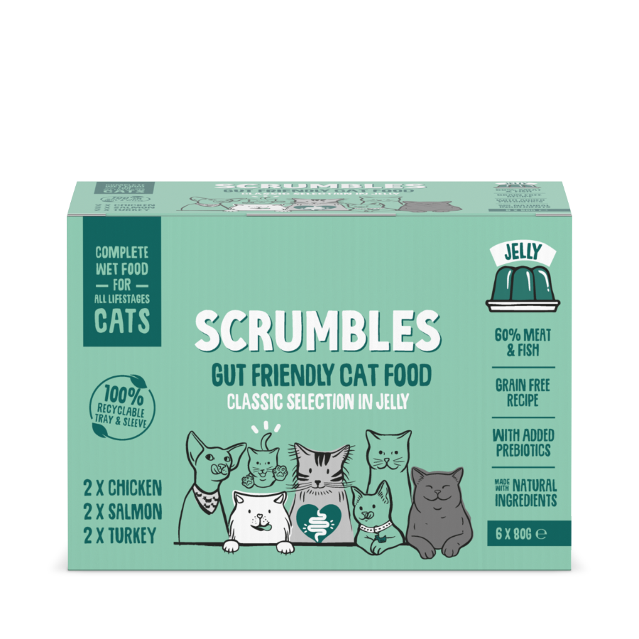 scrumbles-jelly-cat-food-classic-meat-fish-selection-box-grain-free-high-protein-hypoallergenic-tin-6x80g