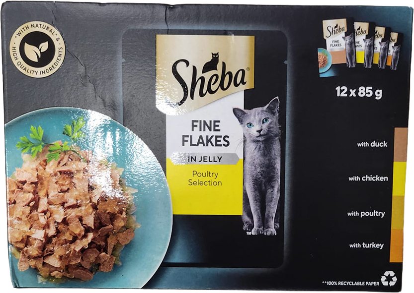 Sheba Fine Flakes Adult Cat Food Poultry Selection Jelly12x85g