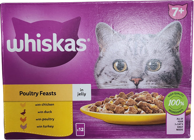 Whiskas 7+ Senior Wet Cat Food Poultry in Gravy 12x85g