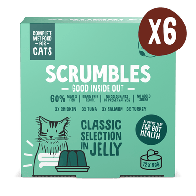 scrumbles-jelly-cat-food-classic-meat-fish-selection-box-grain-free-high-protein-hypoallergenic-tin