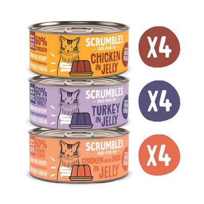 scrumbles-jelly-cat-food-classic-meat-fish-selection-box-grain-free-high-protein-hypoallergenic-tin